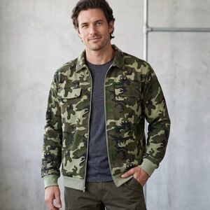 Haband 'Casual Joe' Men's XL Camouflage Full Zip Shacket Retro Thick Sweatshirt